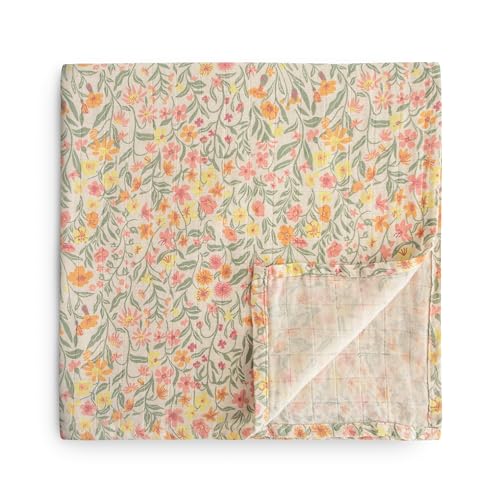 Image of mushie Muslin Baby Swaddle Blanket | 100% Organic Cotton (Pastel Blooms)