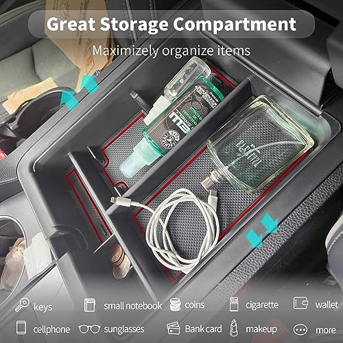 Image of CDEFG 2023 2024 2025 Pilot Center Console Organizer Tray for 2023-2025 Honda Pilot Touring Sport EX-L Elite TrailSport LX Middle Console Storage Box 2024-2026 Ridgeline / 2024-2026 Passport (Red)