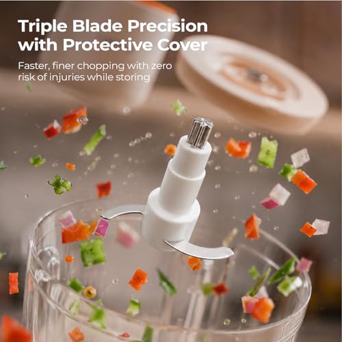 Image of Lifelong Rechargeable Electric Food Chopper with 600ml | 100W Motor | Triple SS Blades | USB Type-C Charging |3600 mAh Battery | One-Press Operation for Veggies, Meat, Garlic, Nuts & Baby Food(LLWC05)