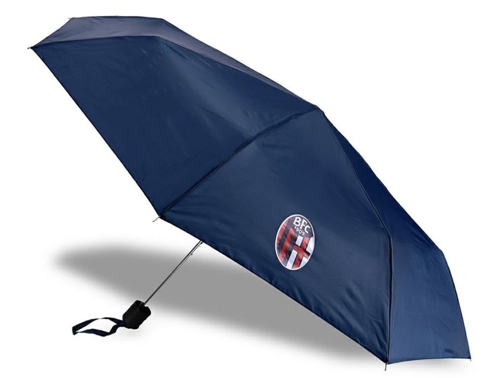 Ombrello Tascabile Bologna FC, Automatico, Blu Navy con Logo della Squadra, Compatto e Portatile