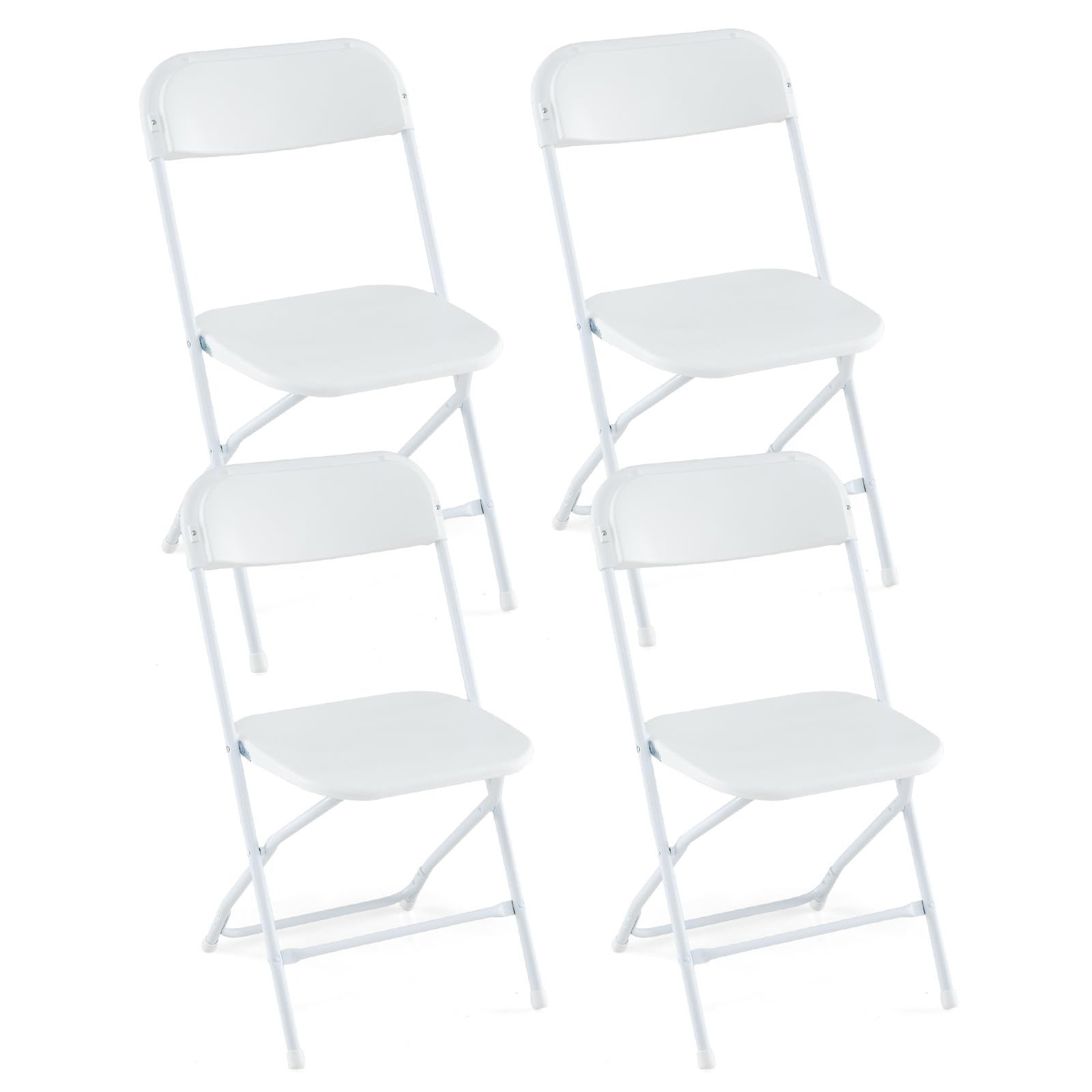 Giantex Folding Chair with Plastic Seat & Back, Heavy-Duty Metal Frame, 770 Lbs Static Capacity, Commercial Seat for Home, Office, Wedding, Party, Picnic, Indoor and Outdoor Events (White, 4 Pack)