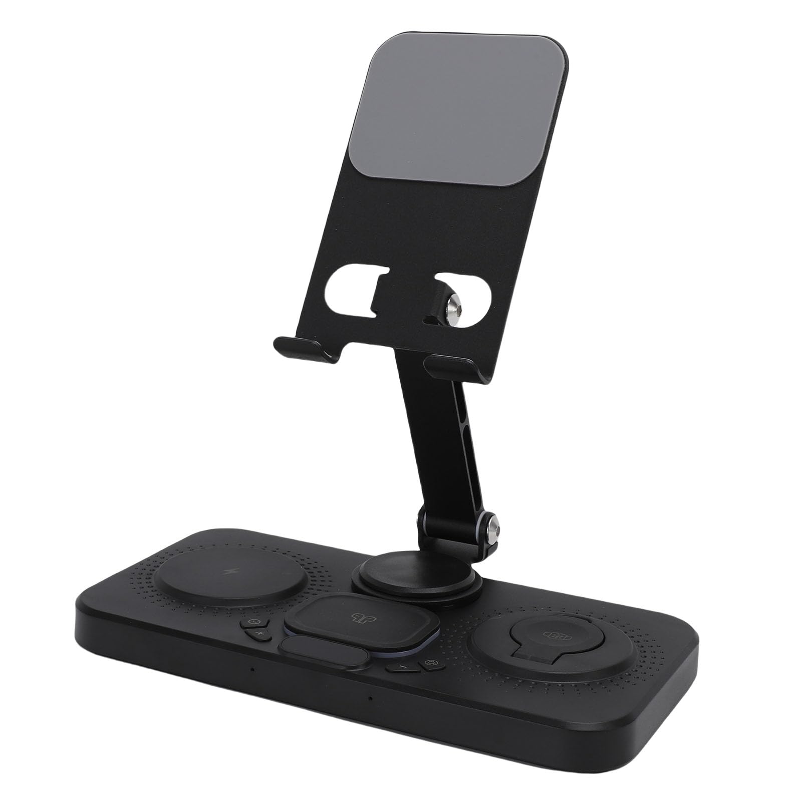 Haofy Caricabatterie Wireless Pieghevole da 15 W per Dispositivi IOS con Sveglia e Illuminazione a 6 Colori per Comodino (BLACK)