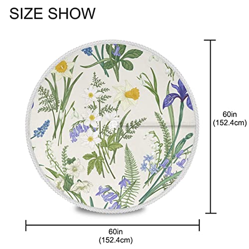 xigua Elegant Flowers Tablecloth Durable 60 Inch Round Table Cloth Cover with Zipper Umbrella Hole Camping Tablecloths for Outdoor Party Picnic - Image 3