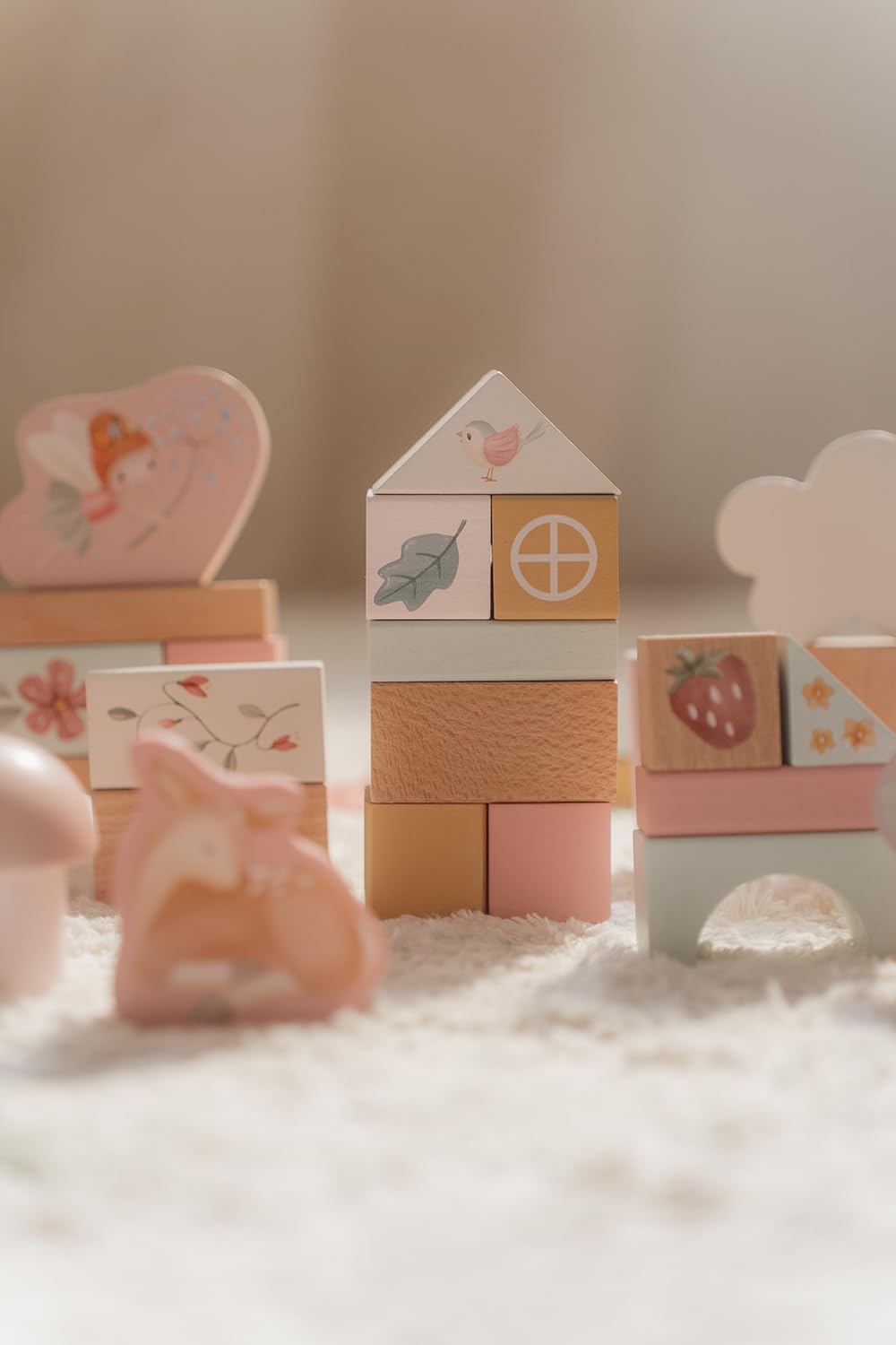 Little Dutch 7345 bloques de construcción de madera FSC 50 unidades en caja – Fairy Garden rosa