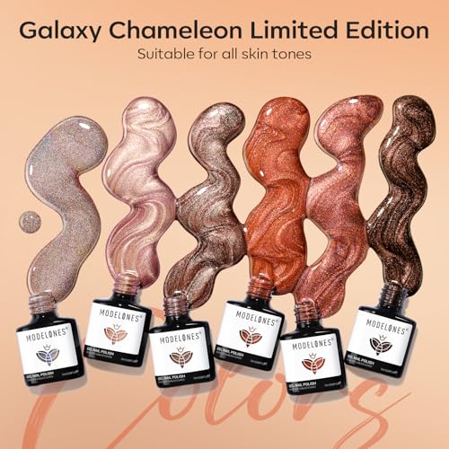 Image of modelones Glitter Nude Gel Nail Polish Set 6Colors Brown Fall