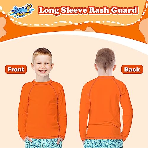 Boys Rash Guard Orange Swim Shirt Long Sleeve For Toddler Kids 5-6Y Rashguard Water Shirt Upf+ 50 Swimming Shirt #TOP4