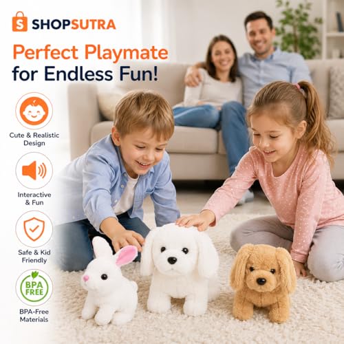 Image of Interactive Plush Toy Dog with Walking Movement, Sound Function and Tail Motion