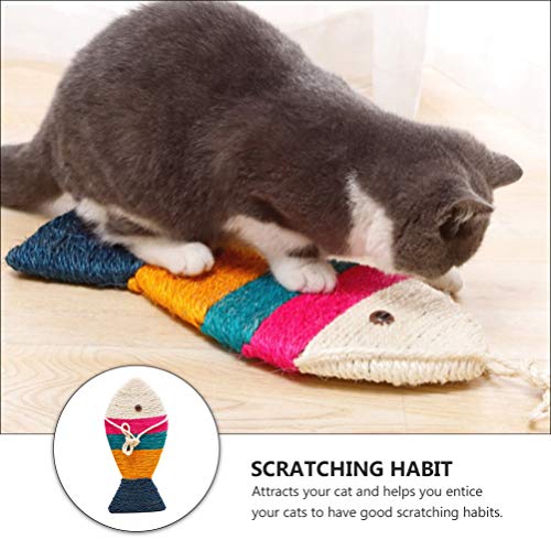 Brinquedo interativo para gatos da POPETPOP, placa de raspagem de gato, colorido listrado, peixe de