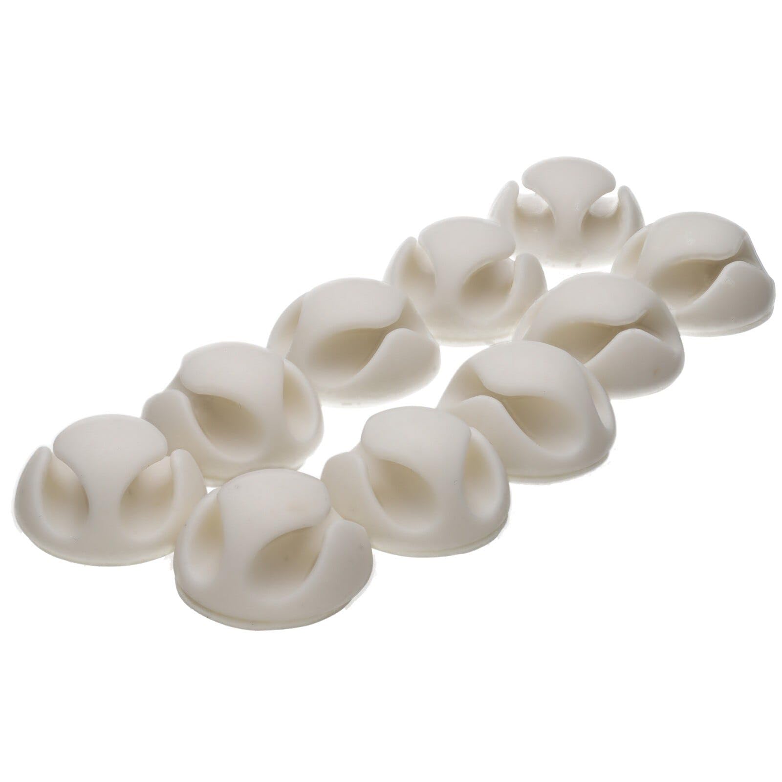 Kenable White Desk Cable Tidy Double Channel Self Adhesive Sticky Pads Pack Of 10