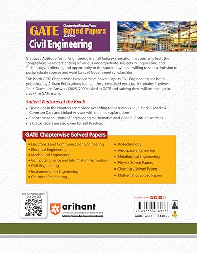 Image of (Old Edition) Arihant GATE Chapterwise Previous Year Solved Paper 2026 -2000 Civil Engineering (GATE Chapterwise Solved Papers Series)