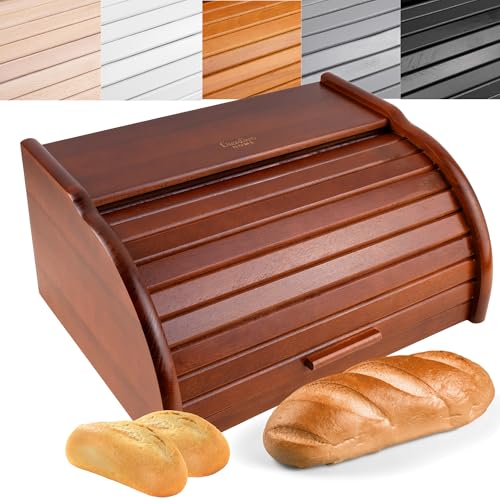 Creative Home Grande Panera Madera Contenedor para Pan Marrón | 38 x 28,5 x...