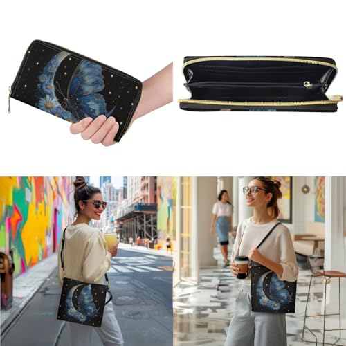 Image of HUGS IDEA Leather Purses and Handbag for Women Bucket Bag with Wrist Wallet 2 Packs