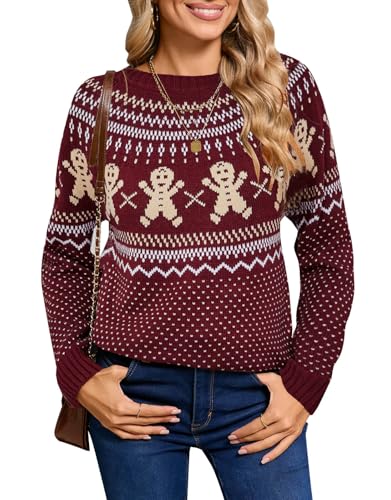 Image of Women's Vintage Fair Isle Pullover Sweater Lightweight Knit Tops