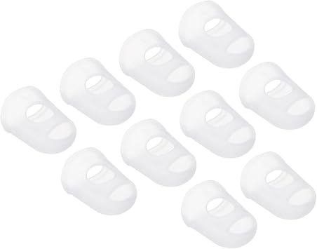 PATIKIL 0.67 Inch Rubber Finger Tips, 15 Pack Silicone Thumb Fingertip Protector Covers Pads Thimble for Guitar Playing Office Counting Sewing, Clear XS Size