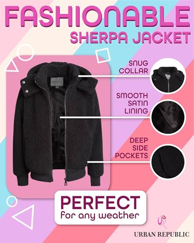 URBAN REPUBLIC Girls' Jacket - Cozy Sherpa Textured Yoga Zip Up Hoodie Jacket - Girls' Outerwear and Coats (7-16)2