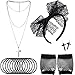 80s Costume Accessories Lace Headband Earrings Fishnet Gloves Necklace Bracelet (Black)