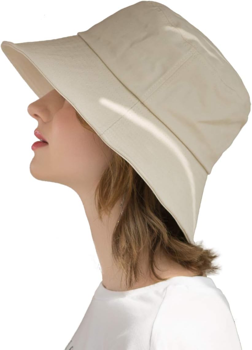 SOMALER Womens Cotton Wide Brim Sun Hats UPF50+ UV Packable Beach Hat Summer Bucket Cap for Travel