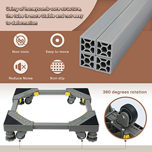 Adjustable movable base furniture appliance dolly Washing Machine and refrigerator dolly mini fridge stand washer and dryer stand 4 Stong Feet with 4 wheels - Thumbnail 2