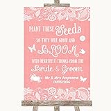 Coral Burlap & Lace Plant Seeds Favours Personalized Wedding Sign