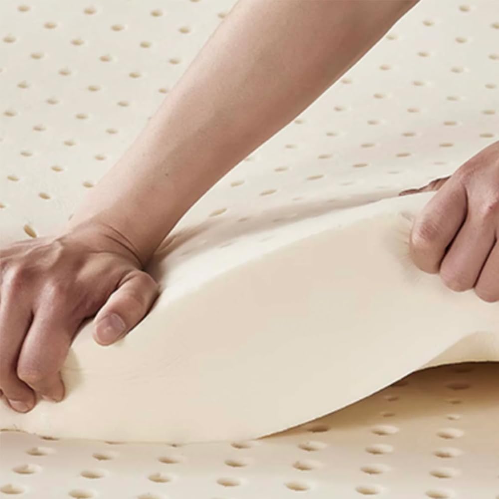 Cubrecolchón de látex natural de 1 pulgada de grosor, transpirable, diseño de panal suave y resistente al berro, 80 x 190 cm