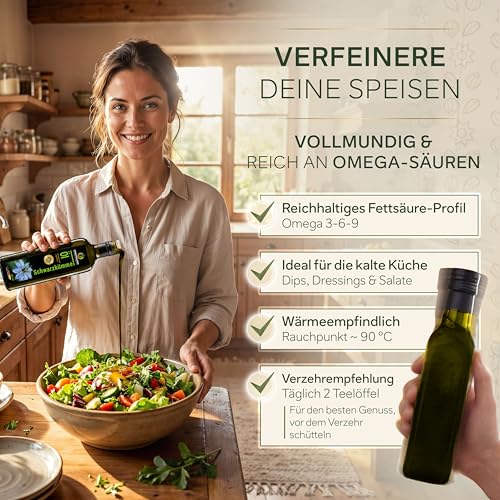 Kräuterland Schwarzkümmelöl kaltgepresst ungefiltert 500ml im Glasflasche