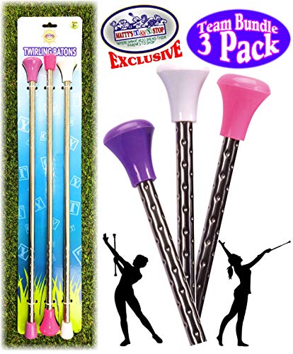 Mɑtty's Toy Stop Deluxe Twirling Baton Pink, White & Purple Team Gift Set
