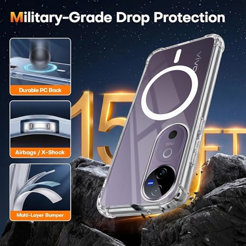 Image of Jkobi Shockproof Crystal-Clear Back Cover for Vivo V40 | Vivo V40 Pro 5G (Magsafe Wireless Support | Drop & Camera Protection | Hard Polycarbonate)