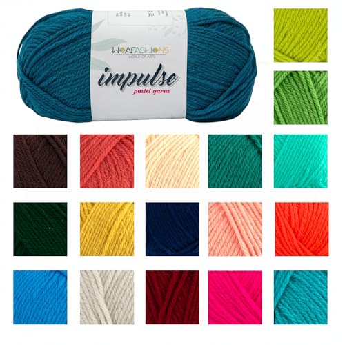 Image of Impulse Hand Knitting & Crochet Yarn, Premium Acrylic, 4 : Medium (Turkish Tile) (4X100Gms / 14.1Oz), Blue