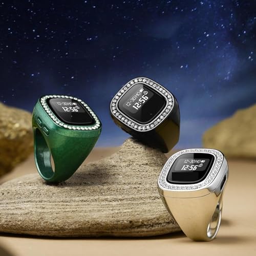 Image of Premium Electronic Tasbih Ring with Large HD Display | Smart Prayer Counter with Azan Reminder & Alarm | Rechargeable Digital Zikr Ring for Men & Women Multi Color