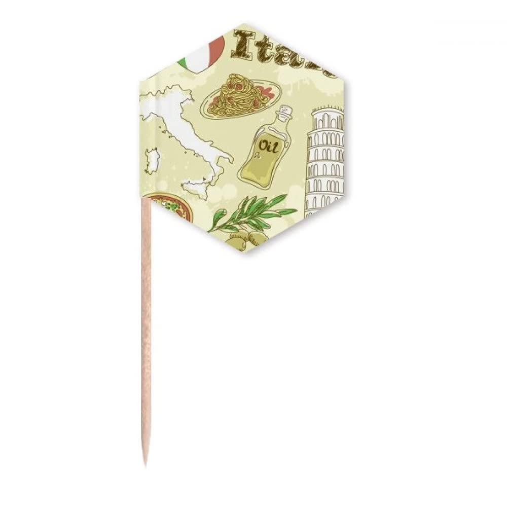 Italy Landscape The Leaning Tower of Pisa Toothpick Flags Cupcake Picks Party Celebration