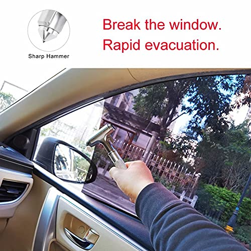 Wonder Point Premium Car Glass Breaker With Seat Belt Cutter - Automotive Safety Hammer - Emergecy Escape Tool, Car Autoaccessory Metal Window Hammer, Vehicle Hard Aluminium Alloy Head Design #TOP5