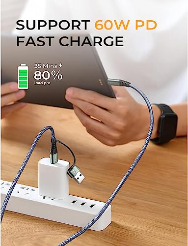 Ainope Usb C Cable Type C Charger Fast Charging 60W 10Ft Ipad Pro Charger Cable Durable Nylon Braided 3.1A Usb A/C To Usb-C Cable For Ipad Pro/Air/Mini 6 Macbook Galaxy S22 21 S10 Note #TOP3
