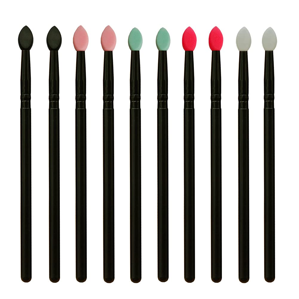 LORMAY 10 Pcs Silicone Eyeshadow Brushes. Professional Applicators for Metallic Glitter Shimmer Eyeshadow