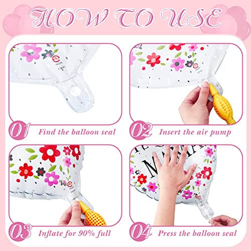 16 Pcs Mother's Day Party Balloons Mother's Day Party Decorations Floral Heart Square Mothers Day Foil Balloons Feliz Dia Mama Balloons Te Amo Mama Balloons For Happy Mothers Day Birthday Party Supply #TOP2