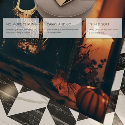 Tapis antidérapant Halloween imprimé citrouille lavable