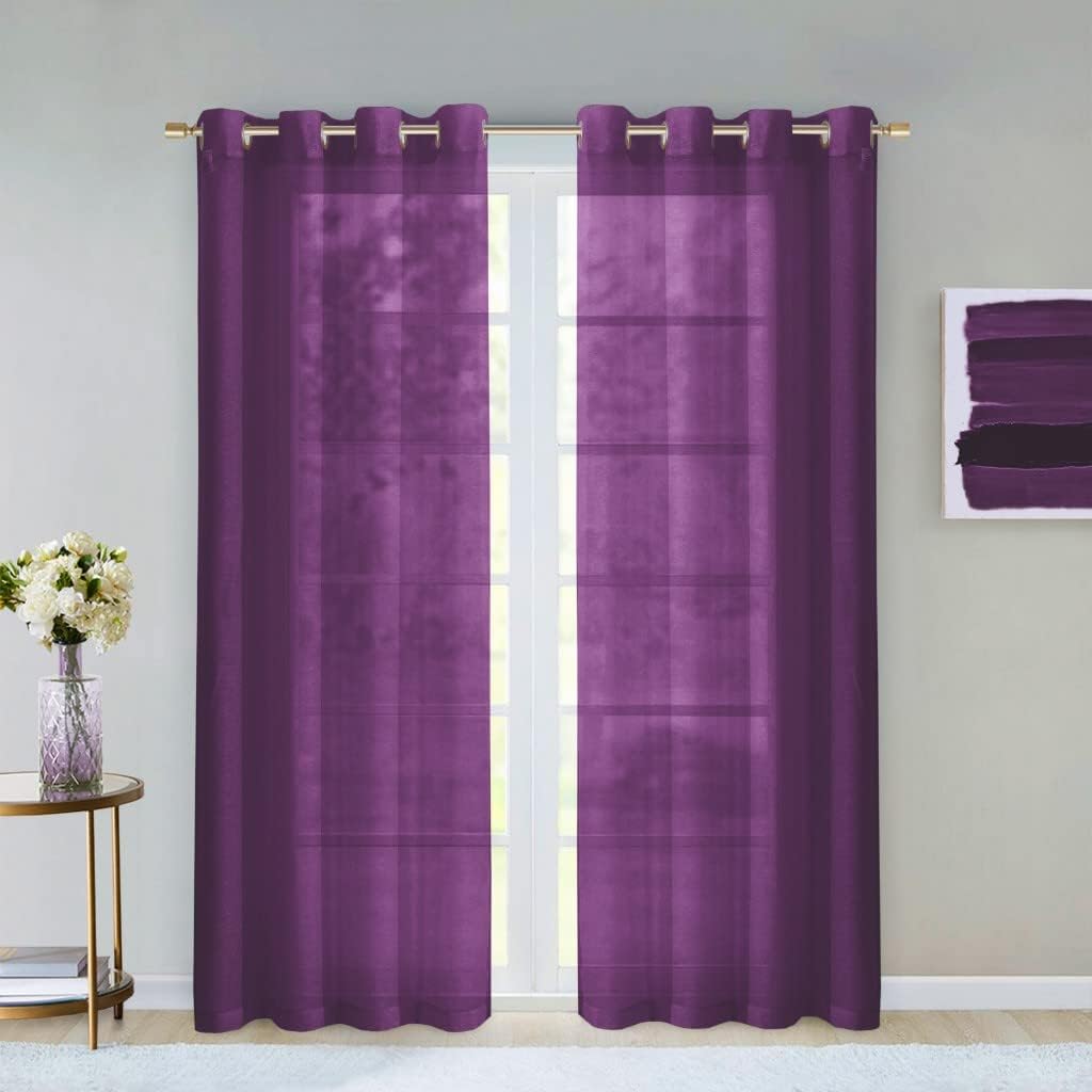 HomeRoots 473390 84 in. Purple Solid Modern Window Panels - Set of 2