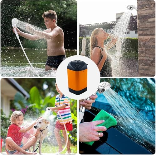 Ducha portátil para camping, ducha eléctrica recargable con bomba, pantalla digital inteligente, cabezal de ducha para camping, senderismo y viajes miniatura 7