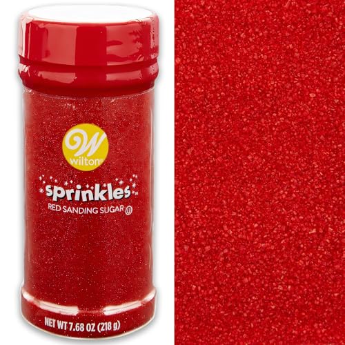Wilton Red Sanding Sugar Sprinkles, Sparkling Sprinkles Sugar Crystals for baking and Cookie Decorating, Cupcakes, Icing, Kosher Sprinkles 7.76 oz