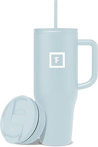 Miniatura 22 de IRON °FLASK Co-Pilot Taza térmica con popote y tapas abatibles, botella con asa para bebidas calientes o frías, a prueba de fugas, para agua o café