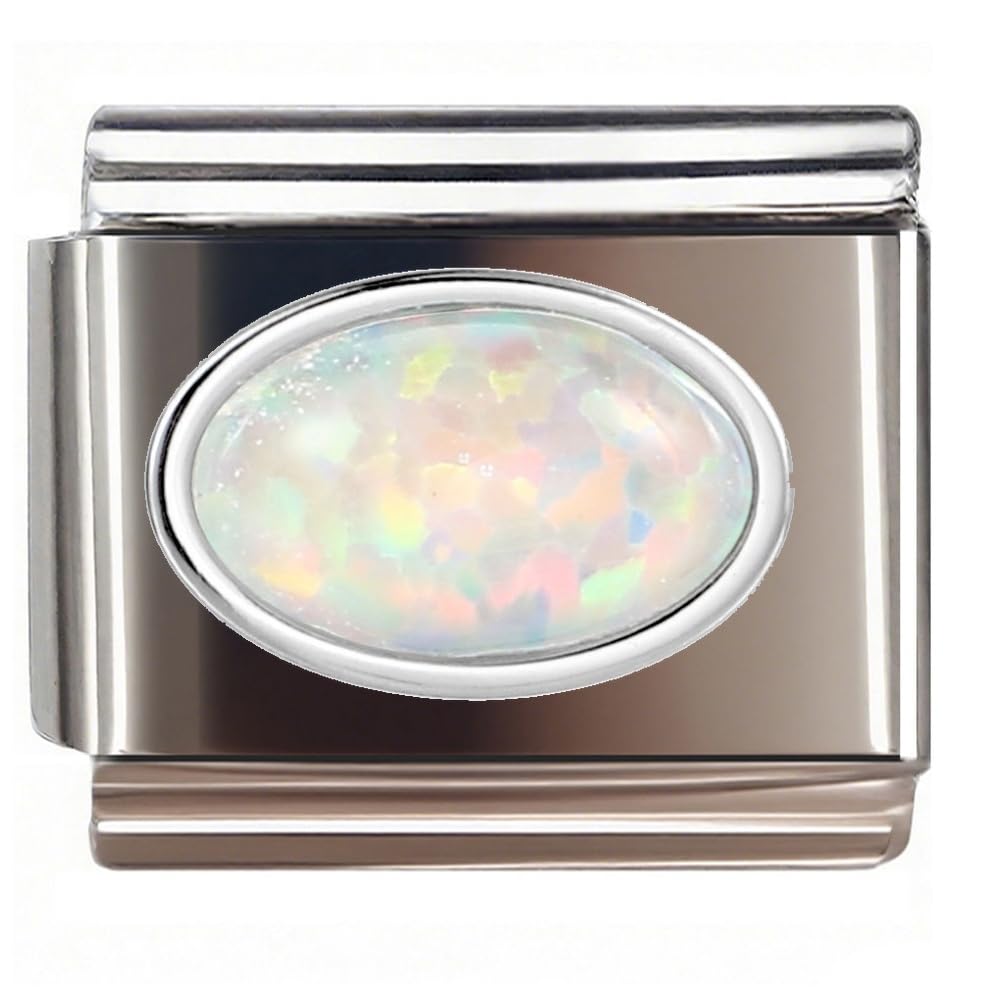 Italian Bracelet Charm,9mm,April,Birthday & Date > Birth Stone - Simple Ellipse