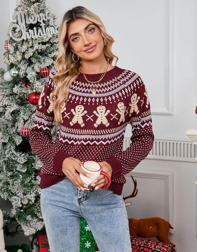 Image of Women's Vintage Fair Isle Pullover Sweater Lightweight Knit Tops