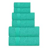 Picture of Luxury 6-Piece Bath Towel Set - 100% Cotton, Quick Dry, Absorbent, Plush, Soft - Home, Hotel, Shower Towels - Teal / Sea Green / Aqua
