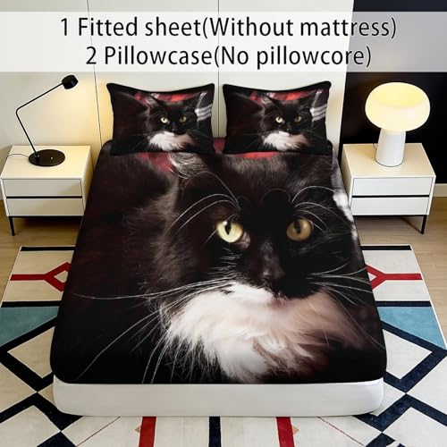 Drap-housse chat lavable machine résistant aux plis pour lit 90x200 cm - 3