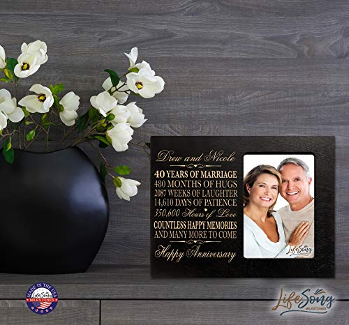 Lifesong Milestones Personalized 40 Year Wedding Anniversary Picture Frame Gift Custom Engraved 40Th Holds 1 4X6 Photo 8" H X 10" W (Black) #TOP4