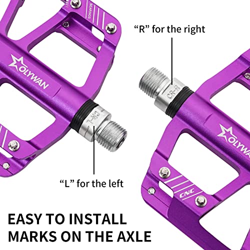 Olywan Mountain Bike Pedals Mtb Bicycle Flat Pedals 9/16" Cnc Aluminum 3 Sealed Bearing Non-Slip Pedals For Road Bmx Mtb Bikes #TOP3