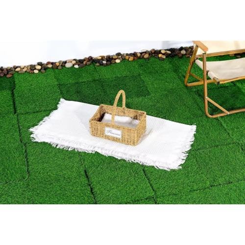 Set di 36 piastrelle di prato artificiale, 30 x 30 cm, piastrelle per terrazze e tappeto per esterni, morbido prato artificiale per balconi, terrazze e animali domestici, colore verde