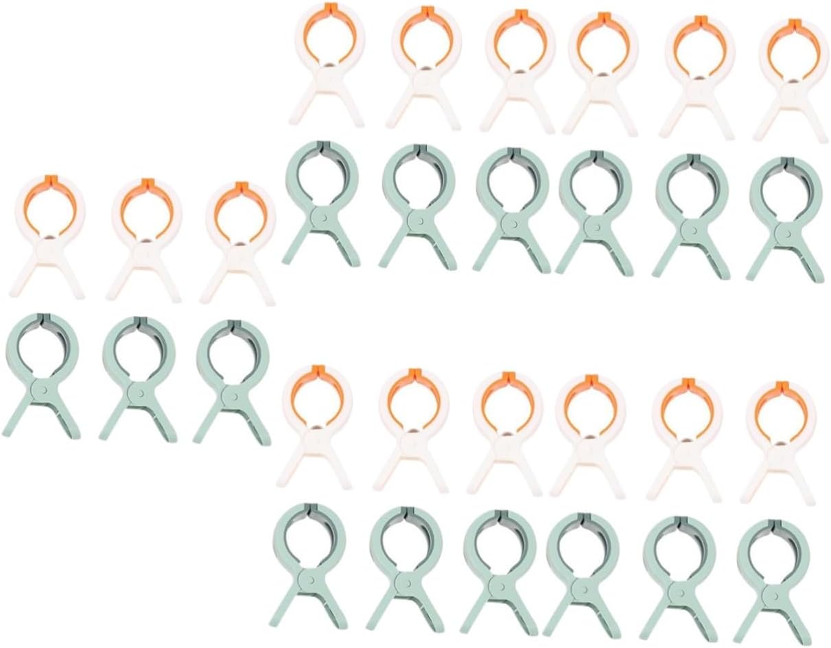 VOSAREA 30pcs Windproof Beach Towel Clips Non- Clothespins for Quilts Laundry and Outdoor Use Lightweight Portable Clamps for Towel and Clothes Hanging