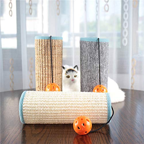 STOBOK Tapete arranhador de gato com bola de sino, garra de gato, tapete de sisal pequeno, tapete de