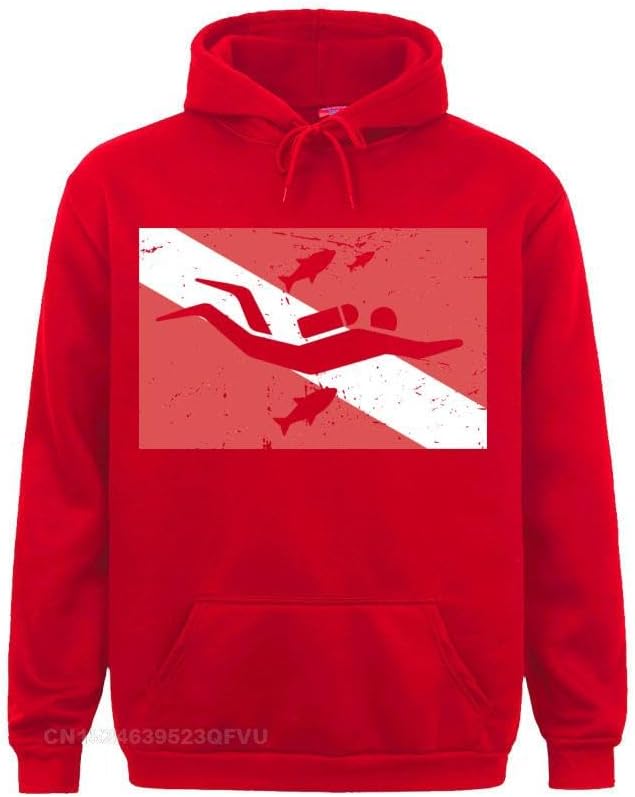 GenericScuba Diver Men Women Dive Sea Snorkeling Sports Diving Funny Tees Anime Hoodie Cotton Graphic Sweakawaii Clothes (Red, XXL)