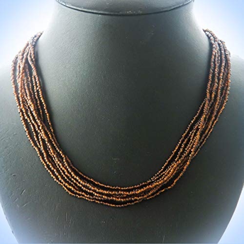 24" Necklace 8 Strand Clear Brown Glass Seed Beads Long Unique Chic Crystal Rhinestone Elegant Jewelry Necklace For Women
